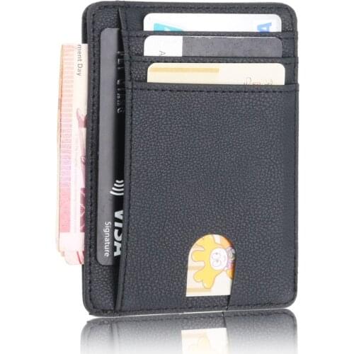 Fashion Men Women Bag Slim RFID Blocking Leather Wallet Credit ID Card Holder Purse Money Case Card Wallet Phone Card Holder