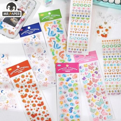 Mr.paper 6 Designs Hot Stamping Day Sunny Series Hot Stamping Epoxy Sticker Scrapbook Bullet Diary Decoration Sticker