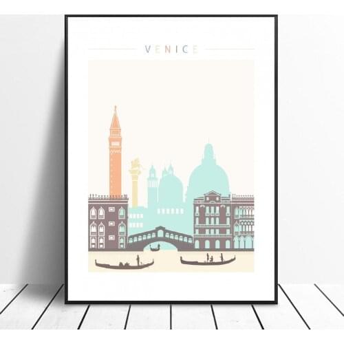 Venice Skyline Canvas Print Wall Art Poster Picture Modern Minimalist Bedroom Living Room Decoration Frame