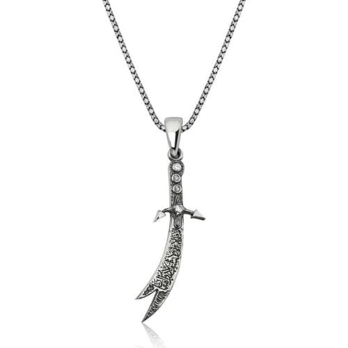 Real Silver 925 Jewelry Silver Zulfiqar Sword Men 'S Necklace