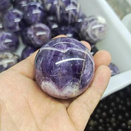 Natural Crystal Dream Amethyst Ball Polished Globe Massaging Ball Reiki Healing Stone Home Decoration Exquisite Collect Souvenir