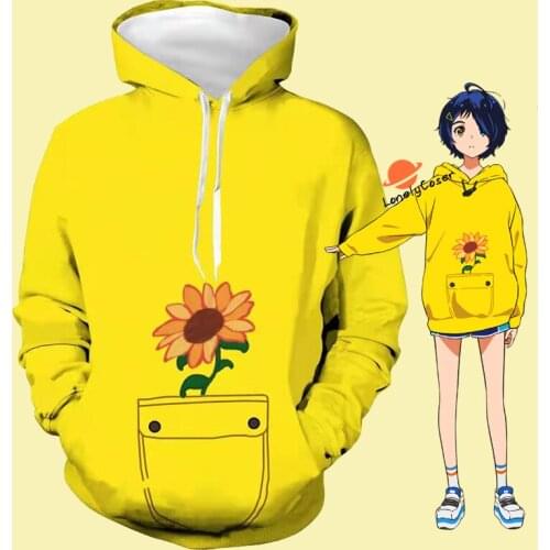 Ohto Ai Cosplay Sweater Anime WONDER EGG PRIORITY Yellow Hoodie Hooded Pullover Sweatshirt Autumn Spring Top Plus Size