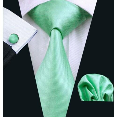 LS-371 Hot New Men`s Tie Solid Classic 100% Silk Jacquard Woven Tie Hanky Cufflink Set For Men Formal Wedding Party Business