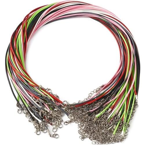 Pandahall 60pcs/set Waxed Cotton Cord Necklace Makings with Alloy Lobster Claw Clasps and Iron End Chains Mixed Color 18.7"