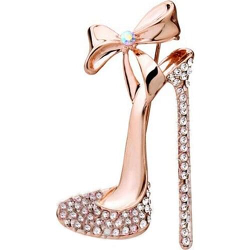 PENGBIN High Heel Brooches Pins Elegant Creative Rhinestone Crystal Bowknot Shoes Wedding Bridal Brooch Women Scarves Shawl Clip