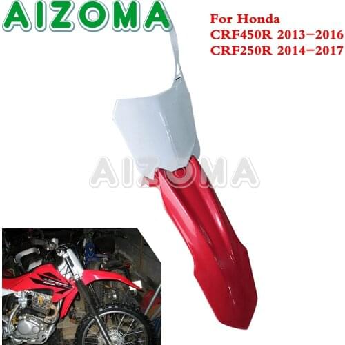 Motocross Motorcycle Front Fender and Number Plate For Honda CRF450R CRF250R 2013-2017 Off Road Dirt Bike Guard Mud Protector
