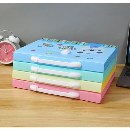 Plastic A4 Cartoon Print File Folder File Organizer File Expanding Wallet Bill Folder Paper Holder Multi-function Office Supplie