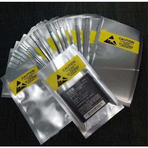 Open Top ESD 8*15cm Plastic Packing Bag Antistatic Anti-Static for phone flex cable battery Plastic Package Pouch Yellow label