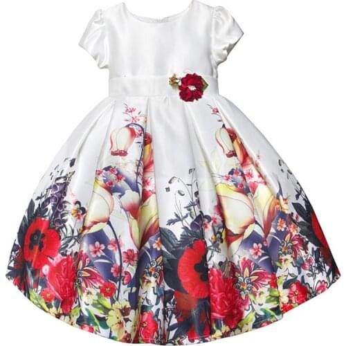 Girls Floral Dress Toddler Baby Flower Party Dresses Summer Children Clothing Girls Cotton Princess Dress for Kids 2 to 7 years