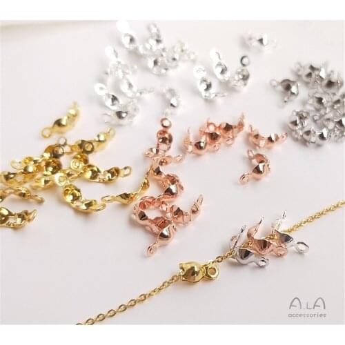 18K gold plated silver shell big hole thread wrap buckle chain clip end buckle DIY jewelry accessories