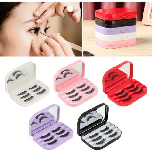 Empty False Eyelashes Storage Box 3 Layer False Eyelash Travel Case Fake Eye Lash Organizer with Makeup Mirror Travel Storage