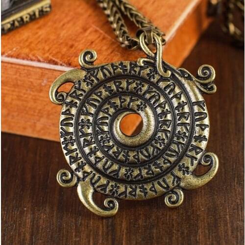 Retro Viking Phoenix Rune Pendant Necklace Vintage Viking Pagan Wicca Jewelry