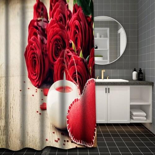 Rose Beloved Shower Curtain Set Carpet Toilet Cover Bath Mat Sets Bathroom Curtain Waterproof With 12 Hooks Home Deco Free Ship