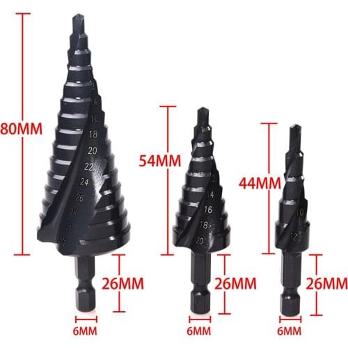 4-12 4-20 4-32MM HSS Step Stepped Drill Bit Nitriding Black High Speed Steel Spiral For Wood Metal Cone Hex Shank Hole