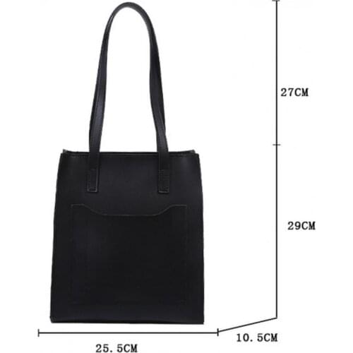 Shoulder Bag Smooth Zipper Large Capacity Faux Leather Solid Color Meet Needs Handle Bag for Travel