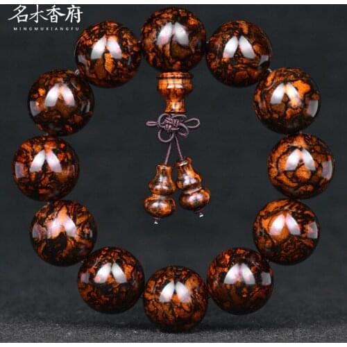 Unique authentic Hainan Huanghua pear hand string water pattern tiger skin pattern spider pattern 2.0 Bracelet Chinese mahogany