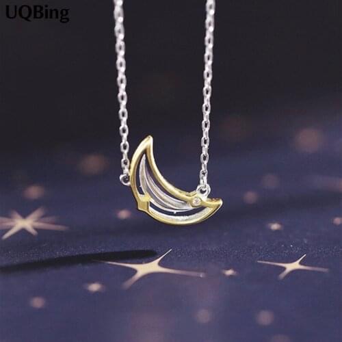 UQBing Silver Color Simple Necklaces Gold Moon Pendant Necklaces Jewelry Collar Colar de Plata