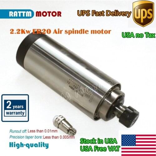 〖USA Free/ On Sale〗2.2kw Air Cooled Spindle motor 220V 8A 24000rpm ER20 Runout-off 0.01mm 80mm Dia Ceramic bearing High Quanlity