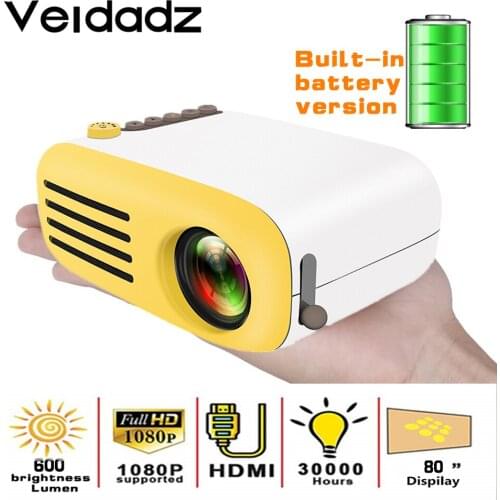 VEIDADZ YG200 LED Projetor Built-in battery version YG-300 HDMI USB Mini Projetor Casa Media Support 1080p HD video player