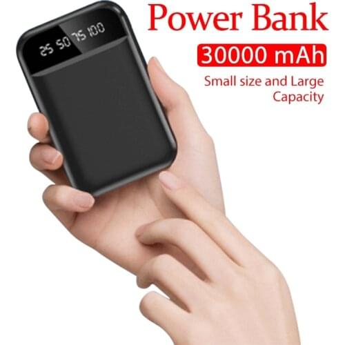 Suitable for iPhone Samsung mobile power 30000mAh mini charger LED light LCD digital display emergency portable external battery
