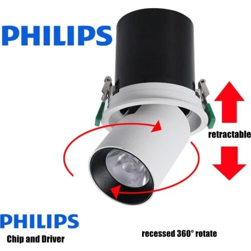 STINYTECH Retractable COB Spotlight Multi-Power Recessed Background Wall Washer Ceiling Downlights with PHILIPS LEDs and Drivers