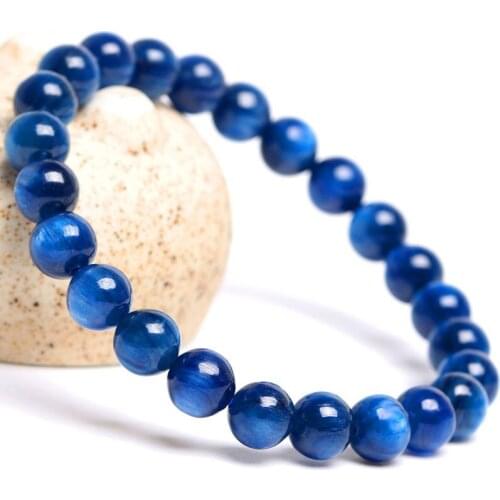 High Quality Genuine Natural Kyanite Stone Stretch Bracelet -8"