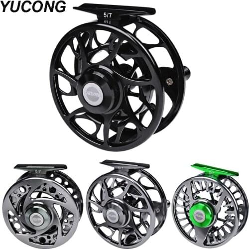 YUCONG Fly Fishing Reel 5/7-7/9-9/10 WT Fly Fishing Wheel Aluminum Fly Reel CNC Machine Cut Right & Left Handle Reel 3+1BB Pesca