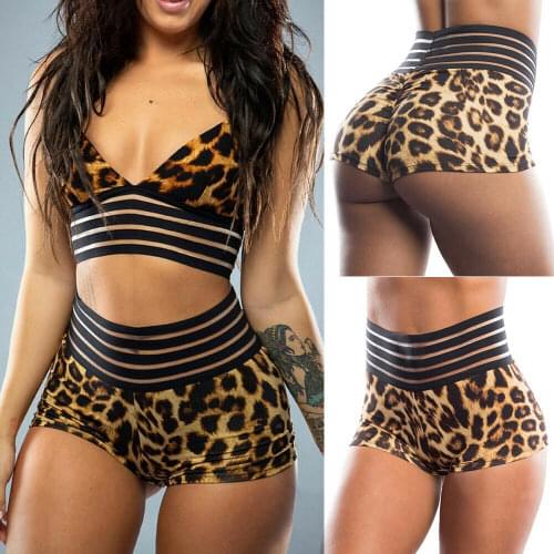 2019 Summer Women Leopard Printed Yoga Shorts Seamless High Waist Sport Leggings Running Fitness Gym Short Pants Dropshipping