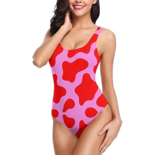 Women 2021 Exotic Bikinis Pink Cow Print Women Swimsuit One Piece swimsuit R336 Women bathing suit SwimSuit