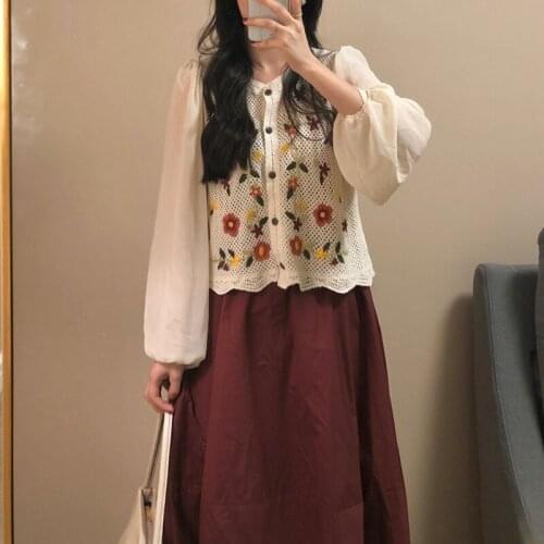 2021 New Spring Autumn Women Set Retro Knitted Cardigan High Waist Skirt Suit Two-piece Sweet Suit Women Clothes saia