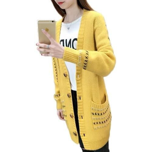 2021 Spring New Cardigan Women Loose Knitting Sweater Womens Casual Cardigan Autumn Female Embroidery Single-breasted Cardigan