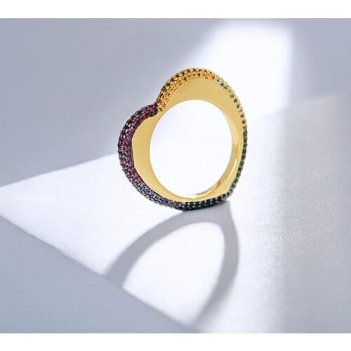 Simple Full Cubic Zirconia Love Heart Shaped Womens Ring Fashion Sweet Design Rings For Women Bague Femme Zk30