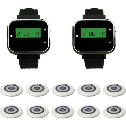 JINGLE BELLS Hotel call button wireless restaurant calling call bell 10 transmitter+2 watch pager waiter restaurant system