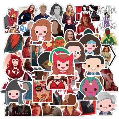 10/50Pcs/Set Marvel Classic Wanda Vision DIY Stickers Graffiti Waterproof Helmet Suitcase Snowboard Laptop Ski Toy Decor