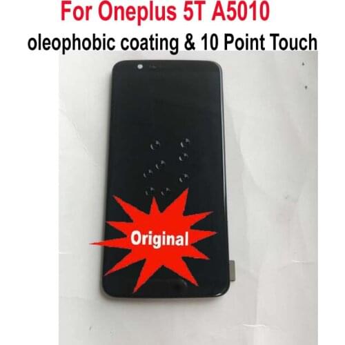 100% Original New Glass Panel LCD Display 10 Touch Screen Digitizer Assembly Sensor + Frame For Oneplus 5T A5010 Mobile Parts