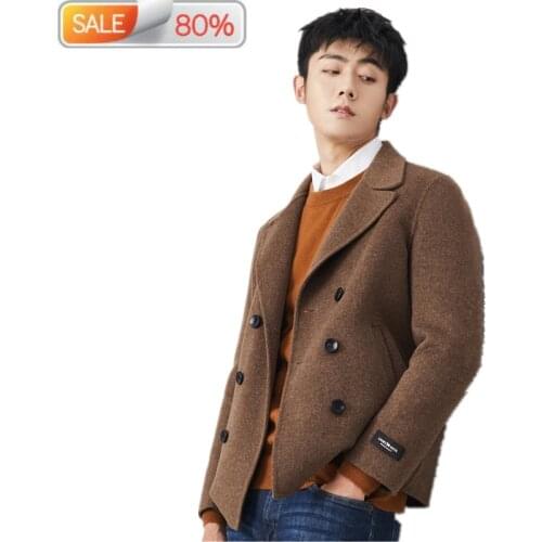 100% Wool Coat 2020 Autumn Winter Jacket Men Double-side Woolen Coats Fashion Mens Short Overcoat MG-1A00003 ND1475