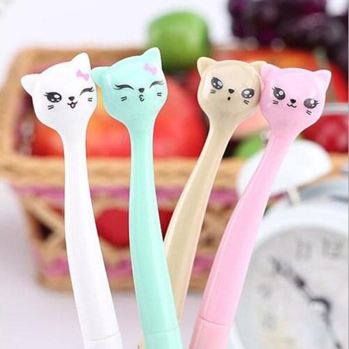 2 pcs Gel Pens Cartoon Cat black Colored kawaii gift gel-ink pens for writing Cute stationery office school supplies o.5mm