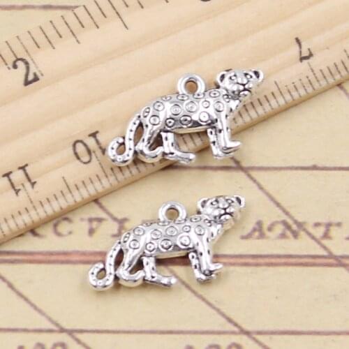 20pcs Charms animal leopard cheetah 12x23mm Tibetan Silver Color Pendants Antique Jewelry Making DIY Handmade Craft