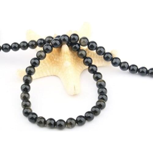 2020 Natural Stone Loose Beads Round Shape Golden Obsidian for Jewelry Making DIY Necklace Bracelet Accessorie 4 6 8 10 12mm