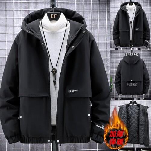 2021 new winter cotton clothing mens trend fat cotton clothing 150 kg mens Hooded cotton jacket Plus size 7XL 8XL 9XL 10XL