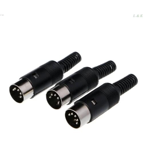 3 Pcs DIN Male Plug Wire Connector with Plastic Handle Cable Connector 5 Pin with Plastic Handle