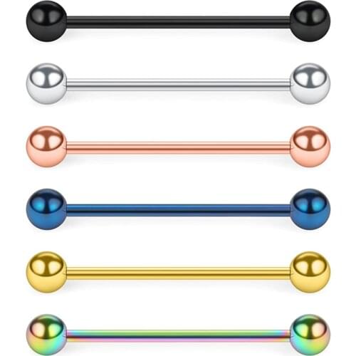 6PCS 14G Industrial Barbell Cartilage Earring Body Piercing Jewelry 28mm 32mm 35mm 38mm 40mm