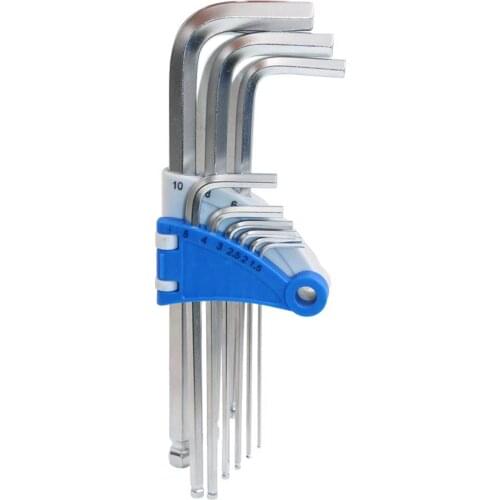 NEW ARRIVAL 9pc Long Arm Ball End Hex Key Metric Wrench Screwdriver chromium vanadium alloy steel Tackle Tool Kit Set Home Tool