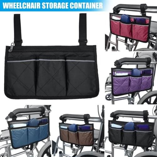Wheelchair Side Bag Armrest Pouch Organizer Multi-pockets Storage Bag with Reflective Strip J99Store