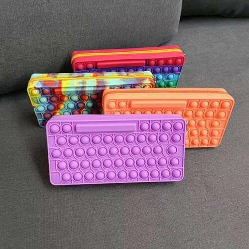Keyboard Shaped Pencil Case Push Bubble Sensory Students Bubble Antistress Toys Adult Children Sensory Toy Reliever
