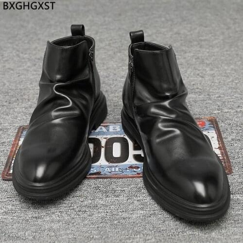 Black Ankle Boots for Men Male Designer Winter Boots Man Leather Shoes for Man 2021 Chelsea Boots Men Casual Shoes Chaussure