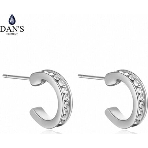 DANS Element Brand Real Austrian Crystals Fashion trendy Dangle Earrings For Women Gift White Gold Color #133271
