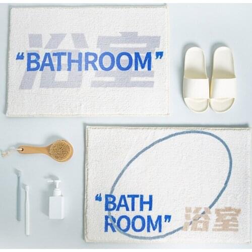 New Style Bathroom Decoration Carpet Absorbent Non-slip Cake Velvet Household Bathroom Carpet Soft Text Bedroom Decor Mat