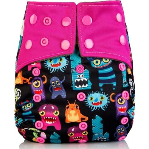 Double Gussets Baby Nappy All-in-two AI2 Bamboo Charcoal Cloth Nappy Diaper Reusable Eco-friendly Washable Diaper Pocket Diaper