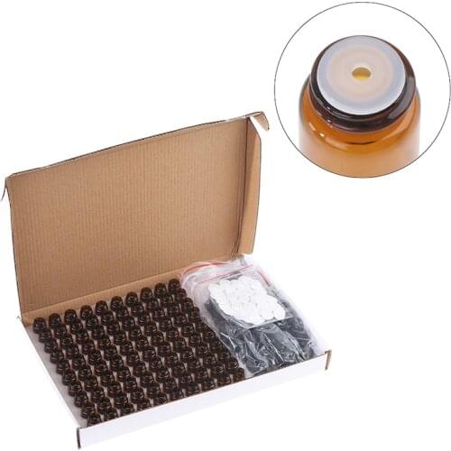 100PC/Set 1-3ml Essential Oil Amber Glass Vial With Orifice Sample Dram Bottle Thin Glass Small Amber Perfume Sample Test Bottle